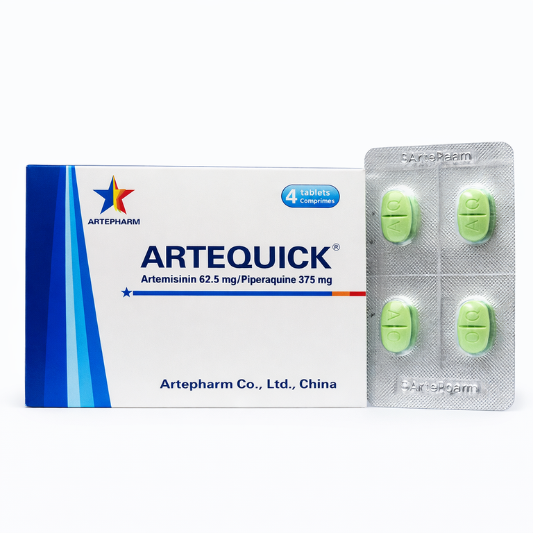 Artequick Tablets (Artemisinin 62.5 mg + Piperaquine 375 mg) x 4 tablets